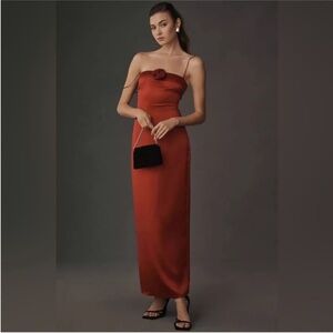 Reformation Frankie silk dark red dress